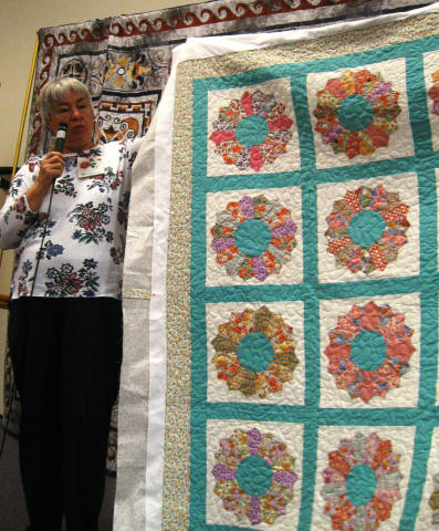 Helen Smith, Dresden Plate quilt.  Old blocks.